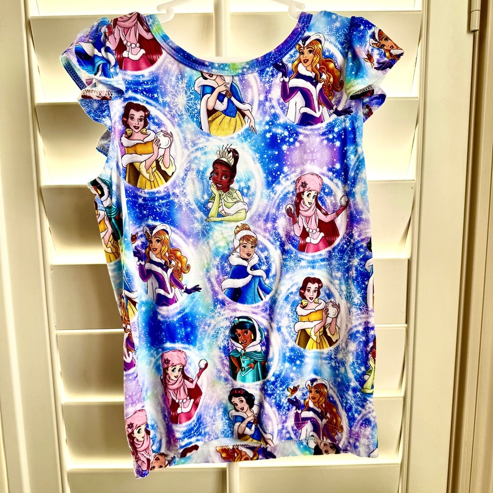 Millie Rose 3T Bamboo Disney Princess Winter Snowflake Top Short Sleeve Ruffle